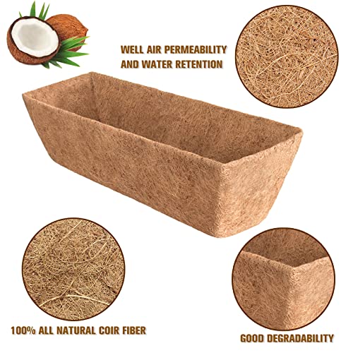 Halatool 2 Pcs 24" Trough Coco Fiber Replacement Liner, Pre-Formed Window Basket Coco Liner, Natural Coconut Coir Planter For Wall Hanging Basket, Window Box, Flower Pot, Fence, Railing #TOP2
