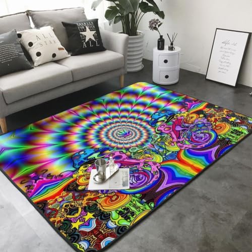 Alfombra de felpa de 80 x 58 pulgadas con estampado de teñido anudado 3
