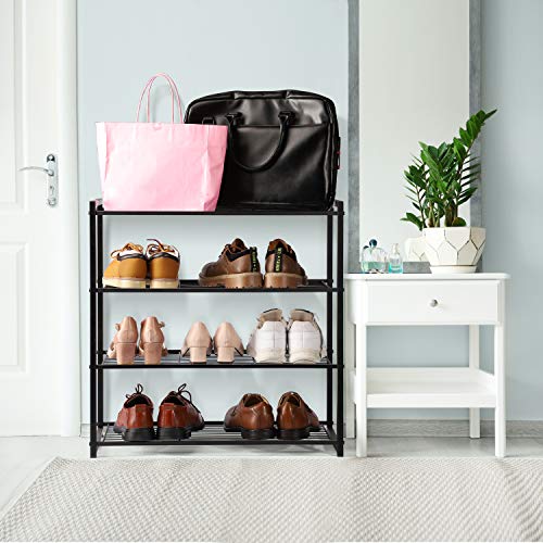 Titan Mall Shoe Organizer Free Standing Shoe Rack 4 Tier Shoe Rack Black Metal Shoe Rack 25 Inch Wide Shoe Tower Shelf Storage - Thumbnail 4