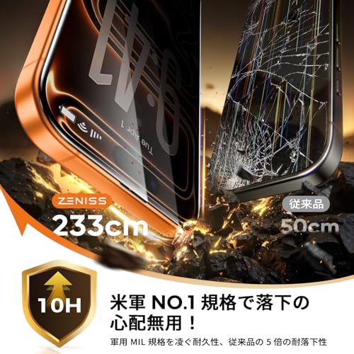 Image of Zeniss NeverBreak 9H+ Hardness for iPhone 15 Pro Max Privacy Screen Protector 12FT Military Grade Protection (Scratch, Shatter, Drop Resistance) Tempered Glass 6.7 inch, 2 Pack with De-Bubble Card, Black