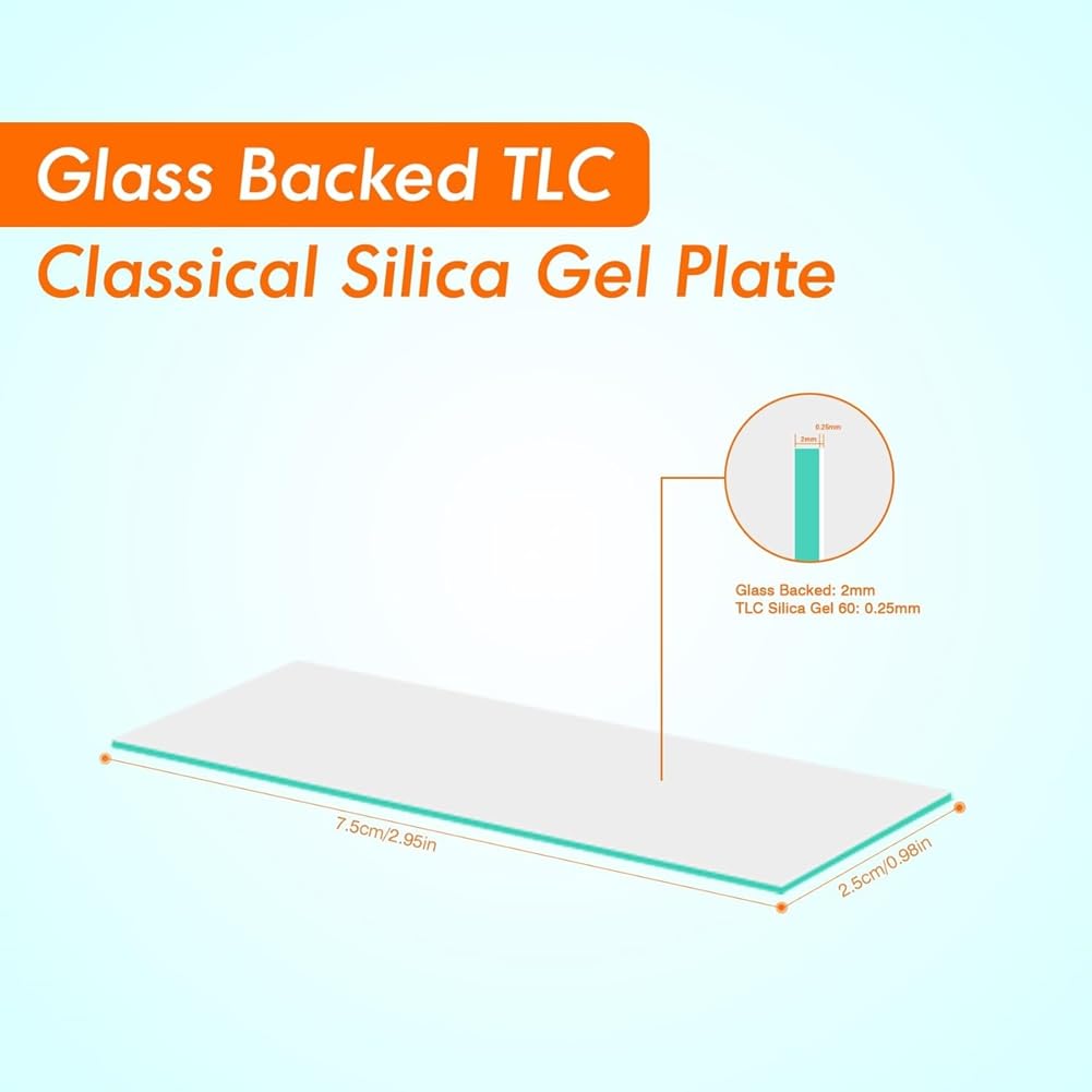 Plaque Analytique GF254 (2,5 X 7,5 Cm) sur Support Verre, en Gel de Silice Classique, pour Chromatographie sur Couche Mince (LCC) - Paquet de 80