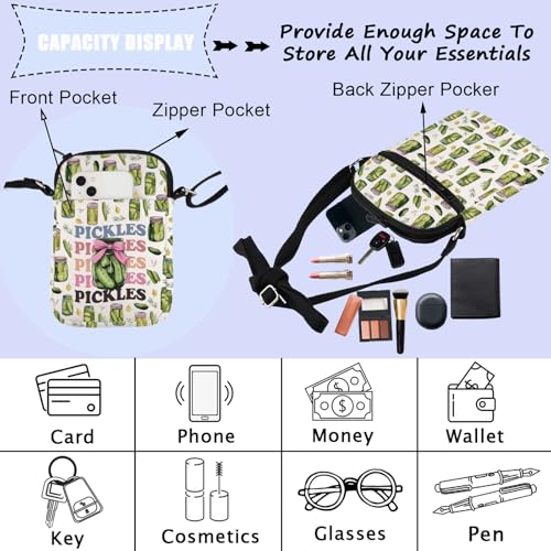 ENSIANTH Pickle Gift Dill Pickle Gift Vegetarian Gift Cucumber Pickle Lovers Crossbody Bag Coquette Pickles Queen Gift3