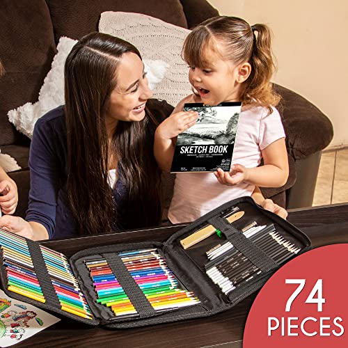 image for Zenacolor 74 Pack Drawing Kit with Drawing Pencils - Drawing Set for S