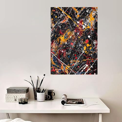 Peinture abstraite impression sur toile WODJEM 60x80cm encadrée pour salon