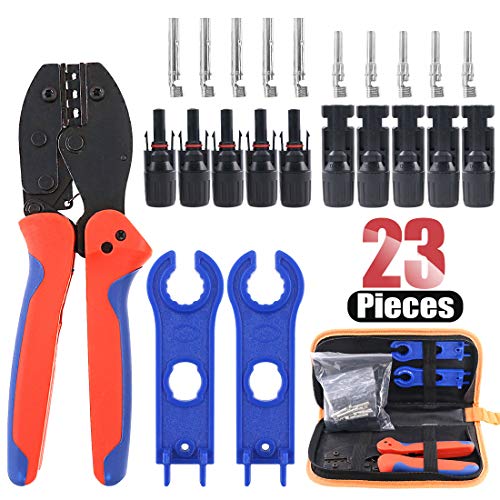 Hilitchi Solar Crimping Tools for 2.5-6.0mm² Solar Panel PV Cable, 10pcs Male Female Solar Panel Cable Connectors, 1 Pair of Solar Connector Spanner