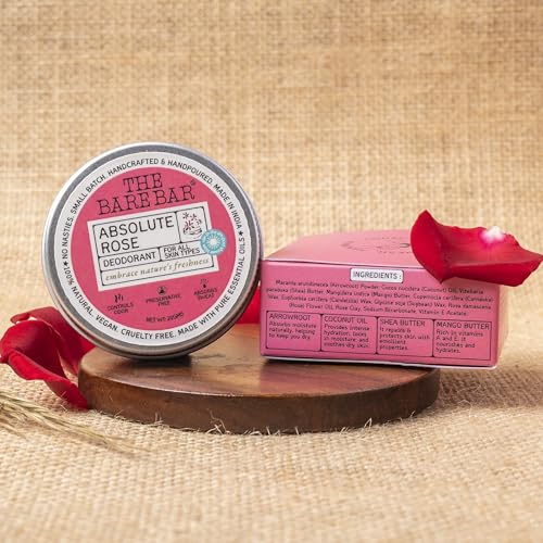 Image of The Bare Bar Absolute Rose Deodorant - 20 gm | Floral Fragrance| Odor & Sweat Control | Natural formula and Chemical free| Good for all skin types | Travel Mini Size Solid Deodorant for Men & Women