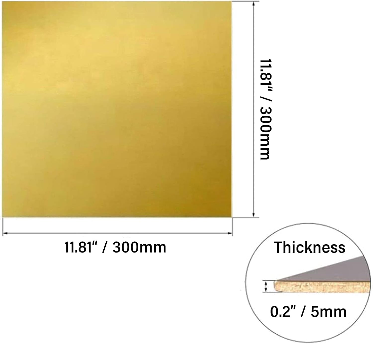 Dxcaicc Brass Sheets Plates Pad Shim 300mm x 300mm H62 High Purity Raw Materials for DIY Handmade Material,300x300x2.5mm