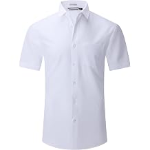 WARHORSEE Mens Dress Shirts Short Sleeve Performance 4-Way Stretch Wrinkle Free Casual Button Down Shirt