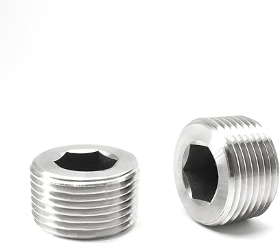 SDTC Tech 2-Pack Pipe Plug Fittings 1/2" NPT Male Thread 304 Stainless Steel Internal Hex Socket Countersunk Adapter