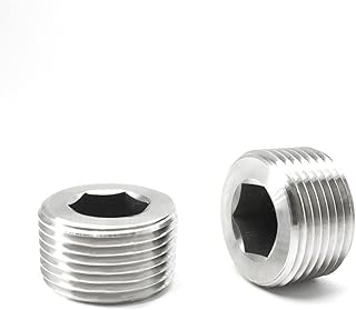 SDTC Tech 2-Pack Pipe Plug Fittings 3/8" NPT Male Thread 304 Stainless Steel Internal Hex Socket Countersunk Adapter