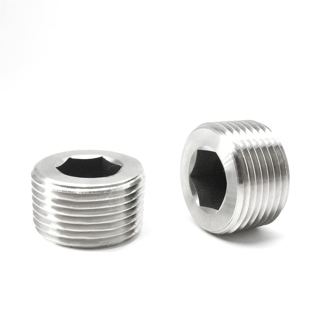 SDTC Tech Paquete de 2 accesorios de enchufe de tubería NPT macho rosca 304 de acero inoxidable hexagonal interno adaptador avellanado de rosca macho NPT de 1/2 pulgada