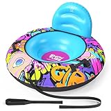 QPAU 44" Snow Tube with Backrest – Heavy Duty Inflatable Sled 500 lbs Capacity with Cover, Handles & Tow Rope, Snow Tubing Sleds for Kids & Teens, Portable Air Sled with Fast Valve (Blue)