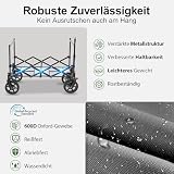 Sekey XXL Bollerwagen Faltbar Kinder 150L 150KG, Faltbarer Bollerwagen mit Dach Klappbarer Handwagen mit Sonnenschutz für Ausflug Strand Camping, S4018, Grau
