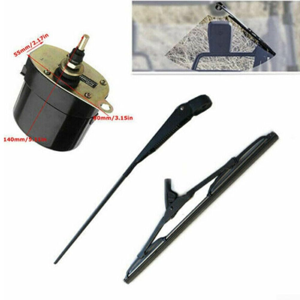 Motore tergicristallo in acciaio , universale, 12 V, con braccio, ideale per barche da pesca e camper (motore + tergicristallo)