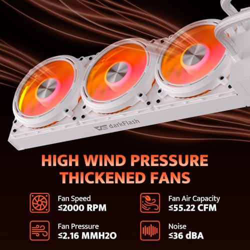 Image of darkFlash DE360 All-in-one Liquid CPU Cooler, 2.88 inch LCD Screen with 480 * 480 Resolution, ARGB Sync, PWM Fans 360mm Radiator, CPU PC Aio Cooler Compatible with Intel 1851 /1700, AMD AM4 /AM5 (White)