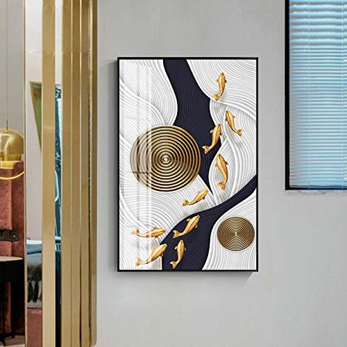 Peinture abstraite poisson d'or toile moderne 40x60cm pour salon