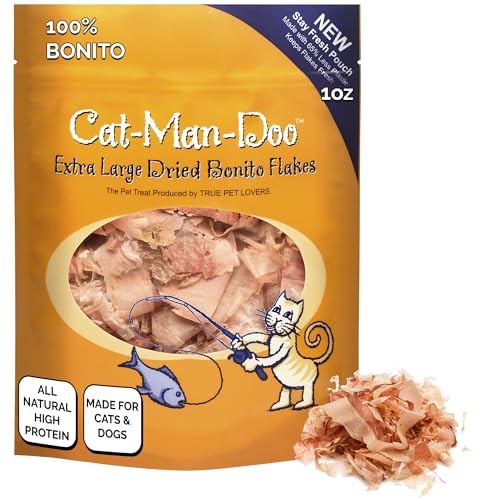 Life Essentials by Cat-Man-Doo Cat Treats & Food Topper Bonito Fish Flakes for Cats Healthy Single Ingredient Cat Snacks 1 oz