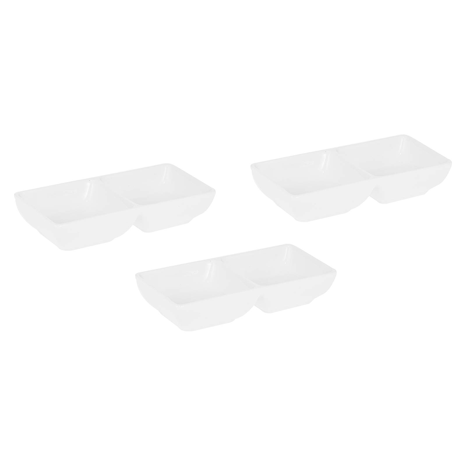 Verona2 Divided Rectangular Dish Set Of 3 - 14 cm, White, Porcelain Material
