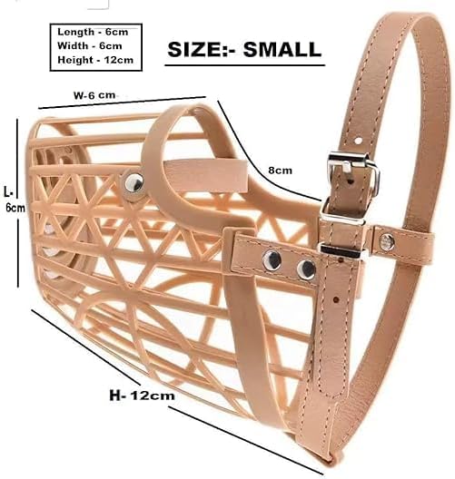 Adjustable Muzzle Cum Mouth Cover/Basket Cage Collar for Dog for Extra Care (Small)