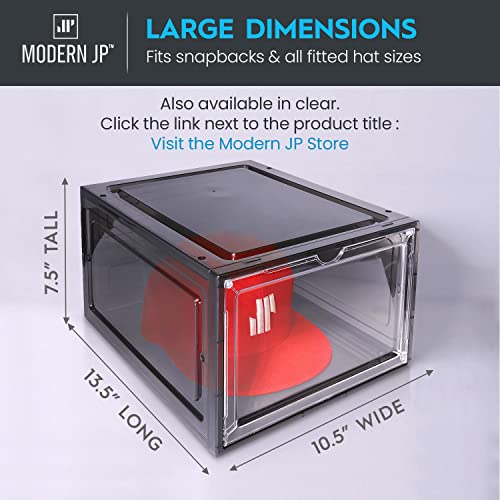 Modern Jp Hat Organizer For Baseball Caps (2-Pack) - Transparent Hat Display, Premium Hat Storage Box - Quick Assembly Hat Rack Design With Easy Access Magnet Door, Black #TOP1