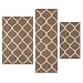 Maples Rugs Kitchen Rug Set - Rebecca [3pc Set] Non Kid Accent Throw Rugs Runner [Made in USA] for Entryway and Bedroom, Café Brown/White