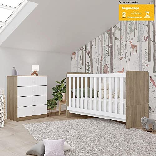 Quarto de Bebê Berço Mini Cama com Cômoda Sonho Encantado Espresso Móveis