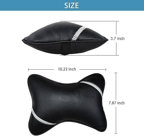 Miniatura 9 de VVHOOY Paquete de 2 almohadas para reposacabezas de automóvil, de piel sintética, para asiento de conducción, transpirable, soporte de cuello