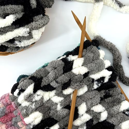 Image of 8 Jumbo Packs Chunky Chenille Yarn for Crocheting, 31.7 yds, 8 oz Each Skein Bulky Thick Fluffy Yarn for Knitting, Super Bulky Chunky Yarn for Hand Knitting Blanket, Soft Plush - Panda