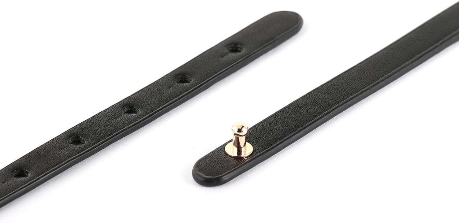 Black Choker Necklace for Women, Pu Leather Choker, Goth Collar Necklace Adjustable 12.2"-16.0", Punk Gothic Jewelry (Simple)