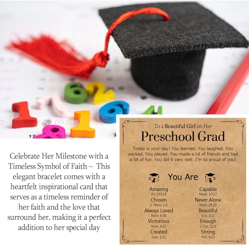 Image of Graduation Gifts for Her- Class of 2026 Primary Middle High School College Grad Gift, Adjustable Stainless Steel Beaded Cross Bracelet for Girls & Women
