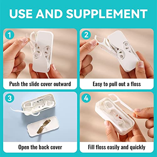 2 PCS Portable Floss Dispenser, Dental Floss Picks Dispenser Case Refillable, with 108 Pcs Toothpicks Sticks Dental Floss Picks Holder Dispenser Travel Floss Organizer for Women Men Teeth Cleaning - Thumbnail 7