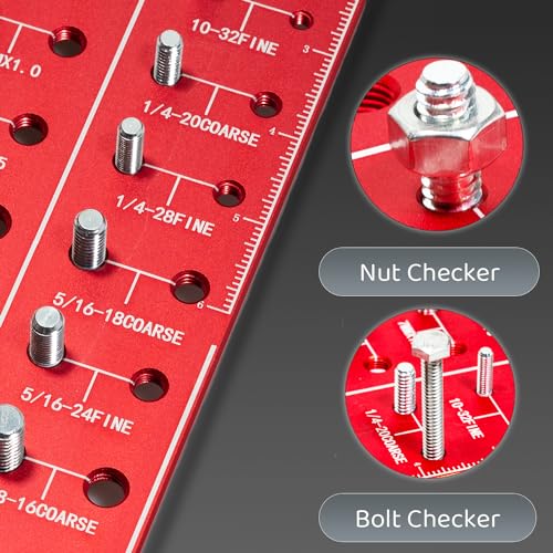KaizeooHaus Thread Checker, Nut and Bolt Thread Checker, Bolt Size and Thread Identifier Gauge,28 Male Female Gauges-14 Inch & 14 Metric Board Thread Gauge