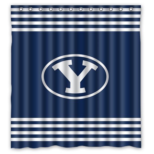 Custom NCAA BYU Cougars Blue Stripes Waterproof Polyester Shower Curtain 66x72
