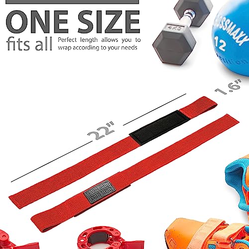Image of WARM BODY COLD MIND Lasso Lifting Wrist Straps for Cross Training - Rated at 770 lb - Hand Wraps for Olympic Weightlifting, Powerlifting, Weight Lifting, Bodybuilding Strength Deadlift Gym Bar, Cotton