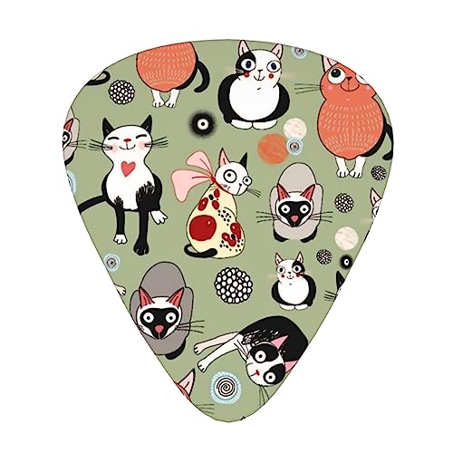 ギターピック ギターアクセサリー 素敵な漫画 猫柄 ネコ ギターぴっく ピックセット 楽器アクセサリー エレキギター アコギ エレキ ベース 収納ケース付き 耐摩耗性 超軽量 携帯に便利 演奏 練習 初心者から専門家まで適用 音楽 3種厚み 12枚セット(