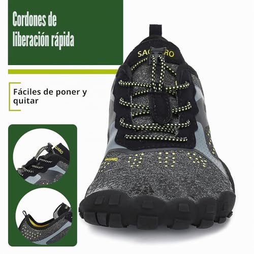 Miniatura 7 de Saguaro Zapatos Barefoot Hombre Zapatillas Minimalistas Mujer Calzado Trail Running Negro 43