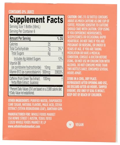 Image of 365 by Whole Foods Market, Energy Shot, Strawberry Watermelon, 2 Fl Oz, 6 Pack
