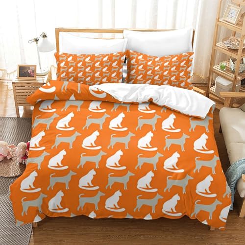 Housse de couette microfibre douce motif chat et chien grand lit - 3