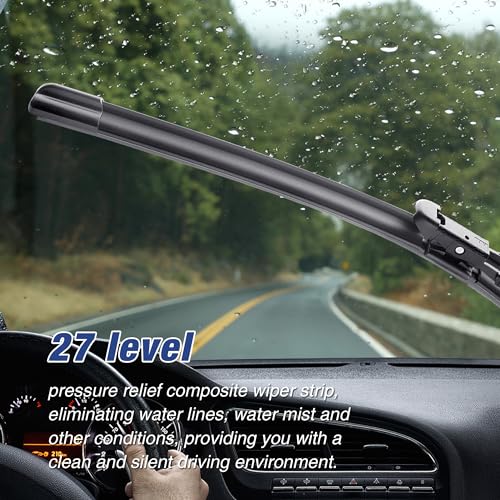 Image of 28 inch+28 inch Silicone Windshield Wiper Blades Replacement For Ford Fusion 2019-2013,Transit Connect 21-17 Escape 20-13,Focus 18-12,Edge 20-15 Water Repellent Automotive Replacement Windshield Wiper Blades