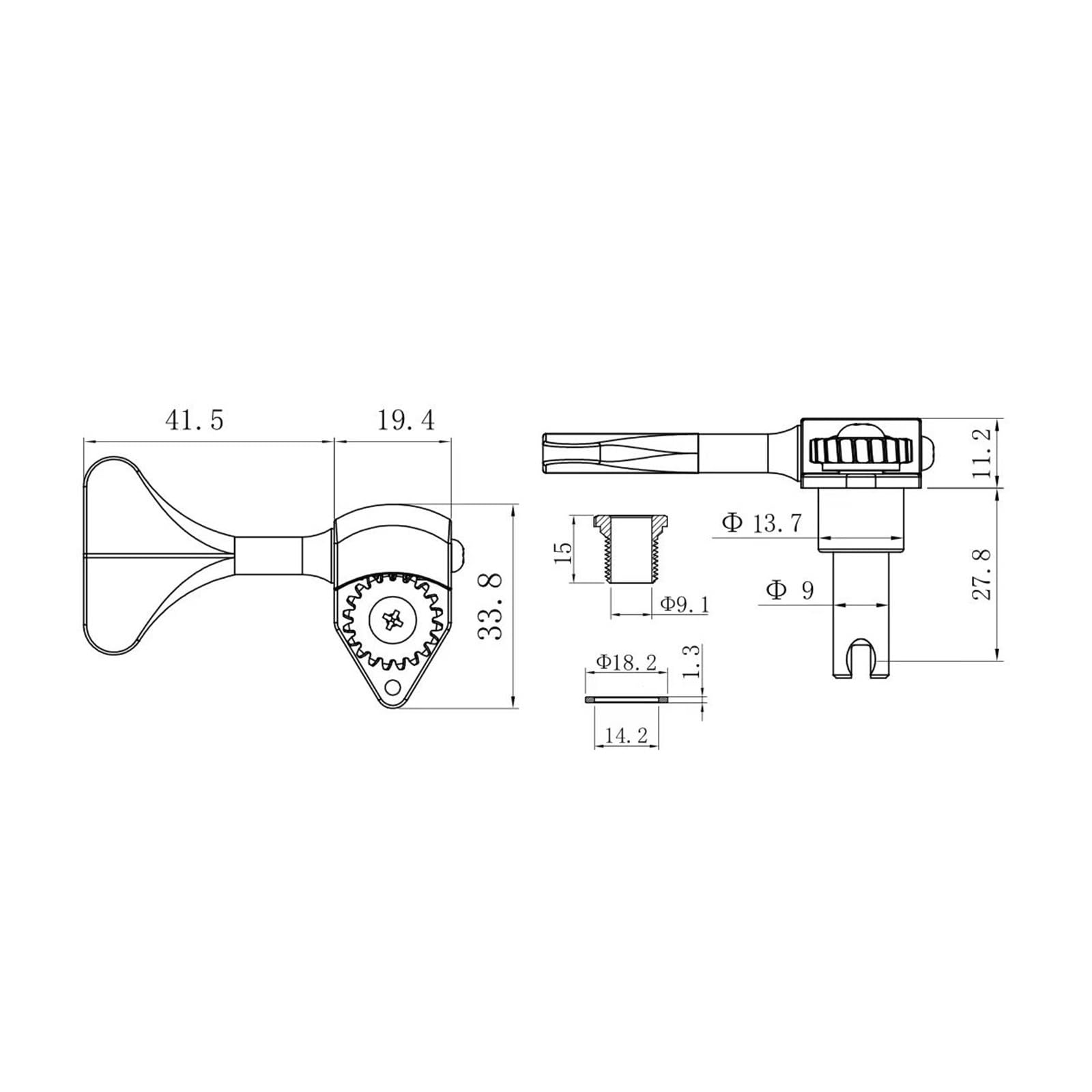 Bass Tuner 1:20 Übersetzungsverhältnis Gitarren Stimmwirbel Schwarz Offenes Zubehör