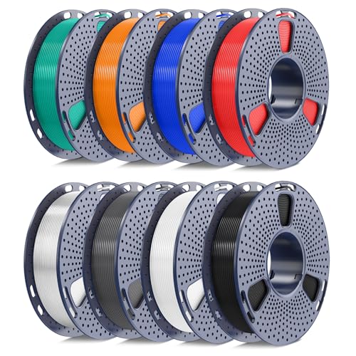 Image of 250g PETG Filament 1.75mm Beginner Bundle, 3D Printer Filament Neatly Wound, Individually Vacuum Packed, 250g Spool, 8 Rolls, Black+White+Grey+Transparent+Red+Blue+Orange+Green