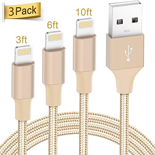 Lightning Cable Apple Certified - Quntis iPhone Charger 3Pack 3ft 6ft 10ft Nylon
