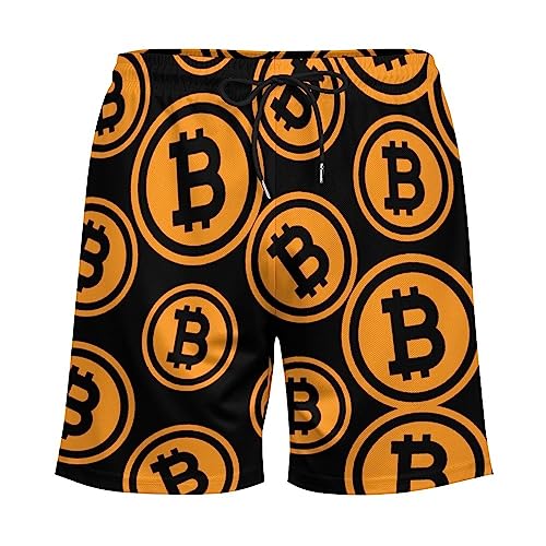 Bitcoin Logo Men's Beach Shorts with Compression Liner Swim Trunks Quick Dry Board Shorts3