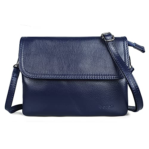 Image of befen Genuine Leather Small Crossbody Bags for Women Cell Phone Bag Cross Body Purses,Silver Zipper