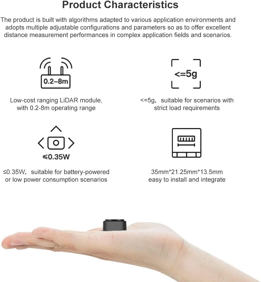 youyeetoo Benewake TF-Luna Lidar Sensor Kit, with 1x USB-TTL Adapter 1x Dupont Line, 0.2-8m Measurement Range Distance, Support Raspberry Arduino STM32 MCU for Drone Industrial Sensing Robot Smart Home