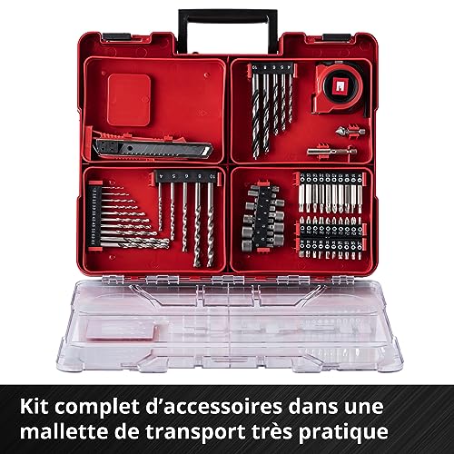 Einhell Perceuse Visseuse à percussion sans fil TE-CD 18/40 Li-i +64 (2x2,0 Ah) Power X-Change (Li-Ion, 18V, Couple 40 Nm) Livré avec 2 Batteries 2,0Ah, Chargeur et 64 Accessoires – Image 5