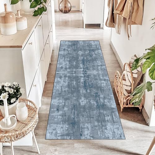 Alfombra de pasillo lavable azul oscuro 50x170 cm 3