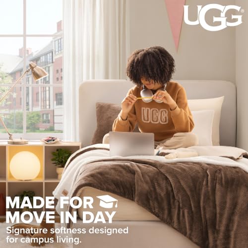 Image of UGG Remina Twin Comforter Set, Dorm Bed in a Bag, 4-Piece, Chestnut Brown