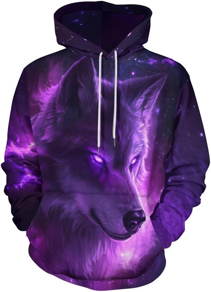Unisex Novelty Wolf Graphic Hoodie 3D Print Animal Fashion Pocket Sweatshirt