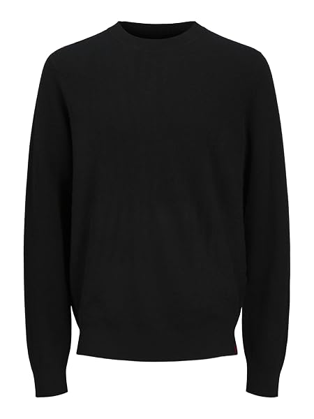 JACK & JONES Male Maglione a Maglia RDD Tinta Unita, Nero, XL